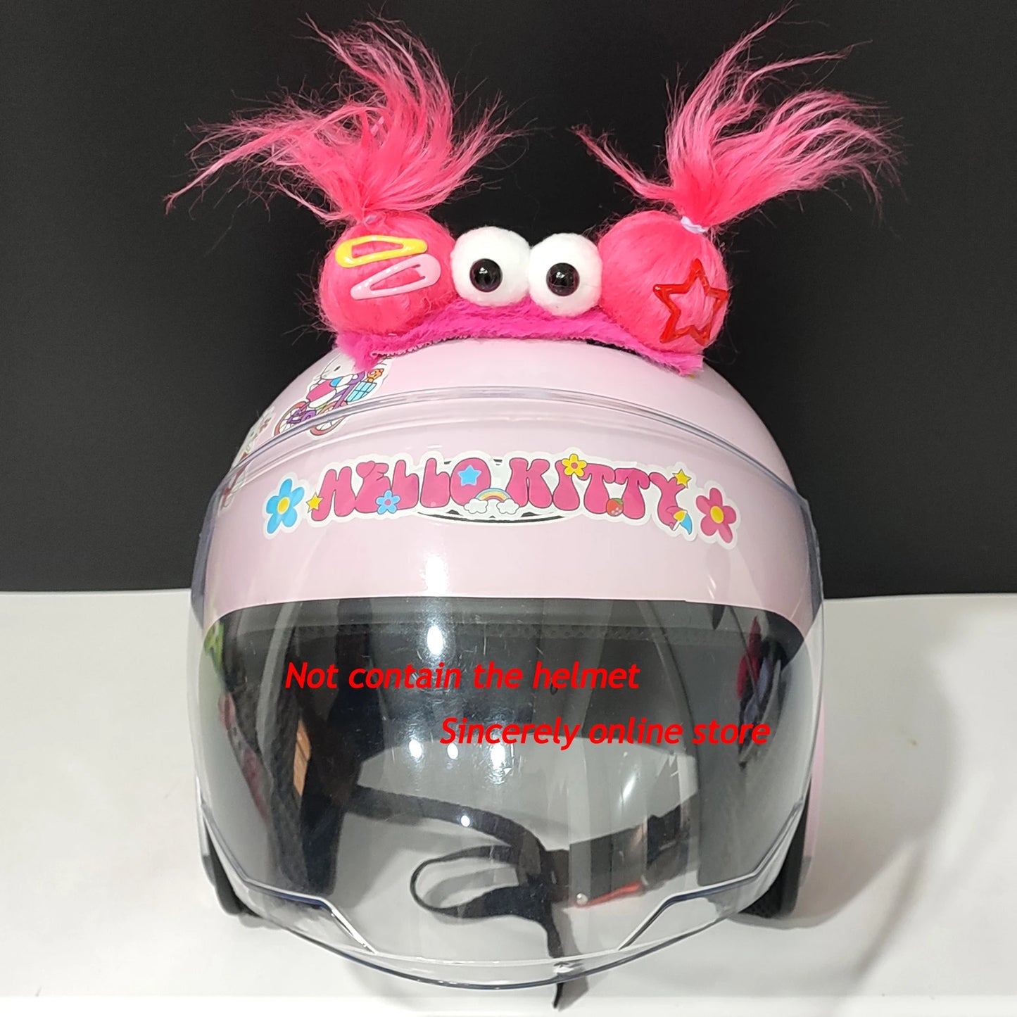 Cute Funny Helmet Decoration Braids Wigs Motorcycle Cycling Ski Helmet Funny Decor Accessories Sticker Double Horsetail Cat Ears