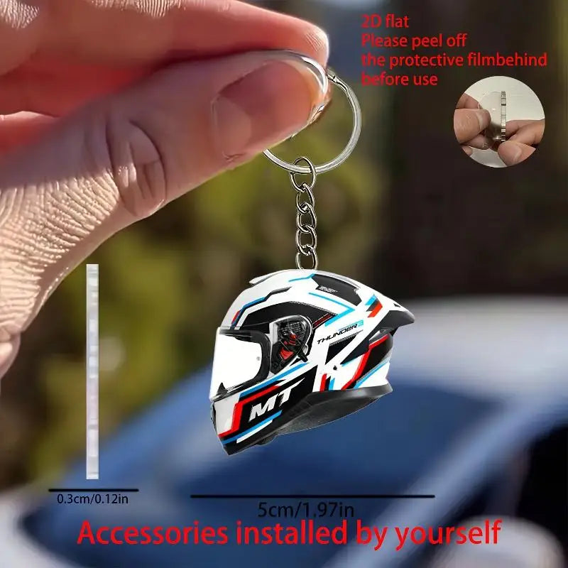 Fashion Motorcycle Helmet Keychain Accessories Bag Charms Motorcyclist Knight Car Keychains Keyrings Jewelry Fans Gift