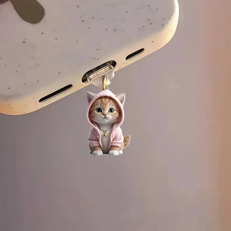 New Kawaii Mobile Phone Dust Plug Cute Kitten Charge Port Plug Cat Dust Plug Interface Decorative Anti Dust Cap Cover Accessory