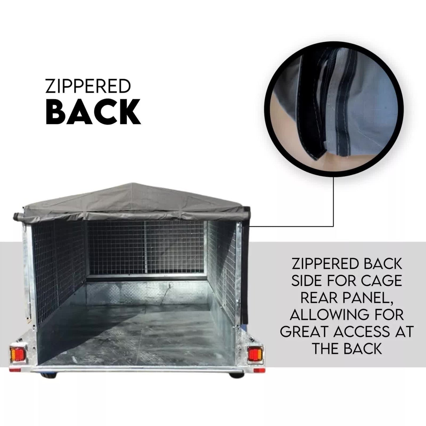 NNEDSZ 8X5 BOX TRAILER CAGE CANVAS COVER (900mm) 3 FOOT Thick Rip Resistant Waterproof-4