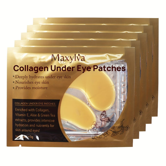 Maxylva Collagen Under Eye Patches - Hydrating & Moisturizing, Alcohol-Free Crystal Mask with Aloe Vera, Vitamin E & Green Tea Extracts, Ideal for All Skin Types, Deeply Nourishes & Provides Intensive Hydration, Eye Patches