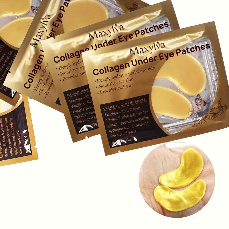 Maxylva Collagen Under Eye Patches - Hydrating & Moisturizing, Alcohol-Free Crystal Mask with Aloe Vera, Vitamin E & Green Tea Extracts, Ideal for All Skin Types, Deeply Nourishes & Provides Intensive Hydration, Eye Patches