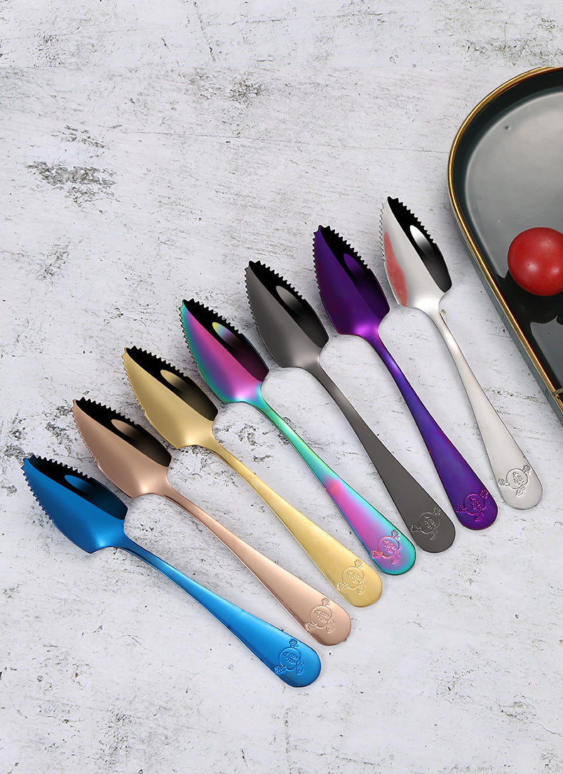 Stainless Steel Fruit Scraping Mud Spoon Creative Grapefruit Spoon Baby Food Supplement Dredging Spoon Shovel Spoon Gift