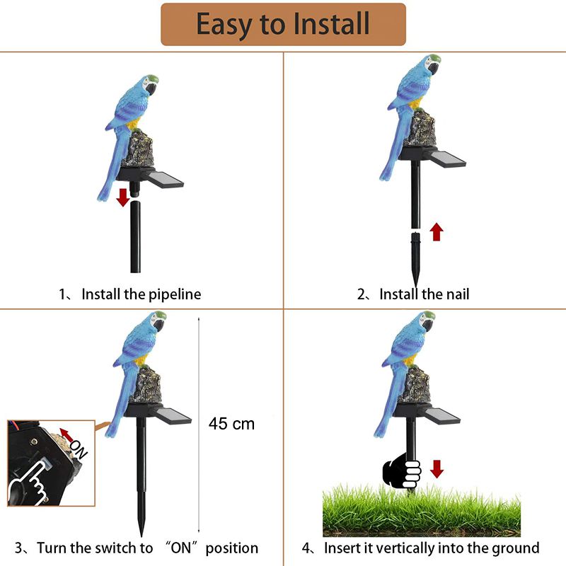 Outdoor Waterproof Solar Light,Garden Light,Garden Decoration – Blue Parrot_3
