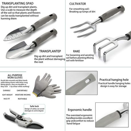 Heartdeco 9 Pieces Gardening Hand Tools Planting Kit Set with Storage Bag_1