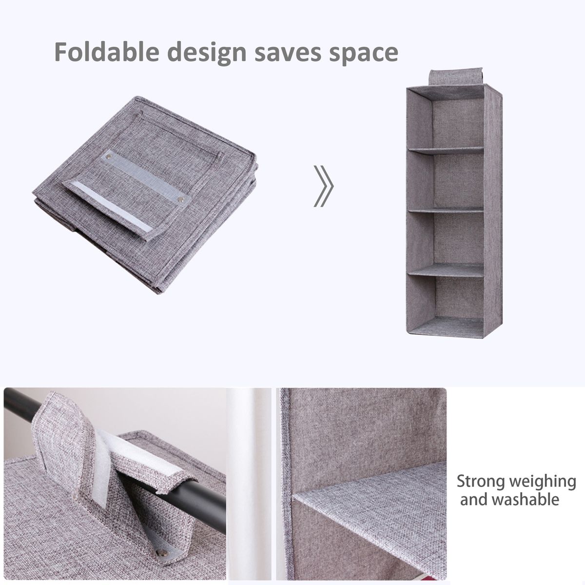 Collapsible 4 Tier Closet Hanging Shelve Storage Organizer-2 Pack_3