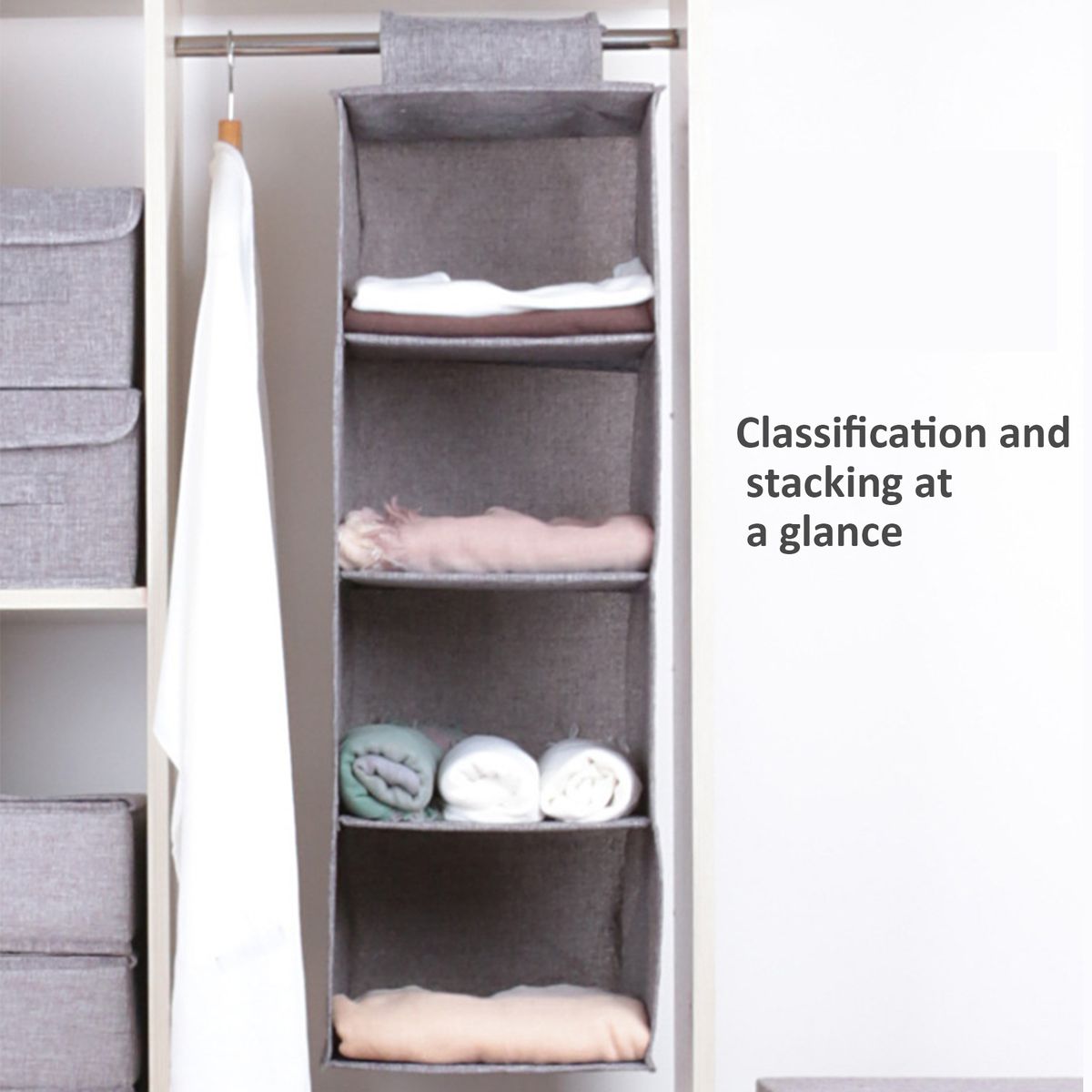 Collapsible 4 Tier Closet Hanging Shelve Storage Organizer-2 Pack_2
