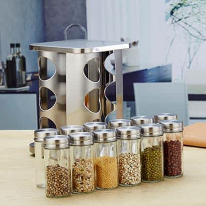 12-In-1 Condiments Stainless Steel Finish Stylish Spice Rack_1