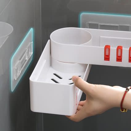 Rotating Corner Bathroom, Kitchen Storage Rack Shelf Organizer_2