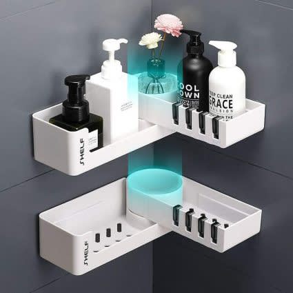 Rotating Corner Bathroom, Kitchen Storage Rack Shelf Organizer_0