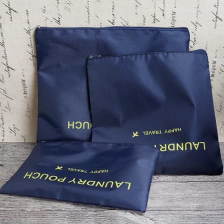 6pcs/Set Storage Bag with Laundry Pouches Portable Clothes Luggage Organizer Case - blue / grey_2