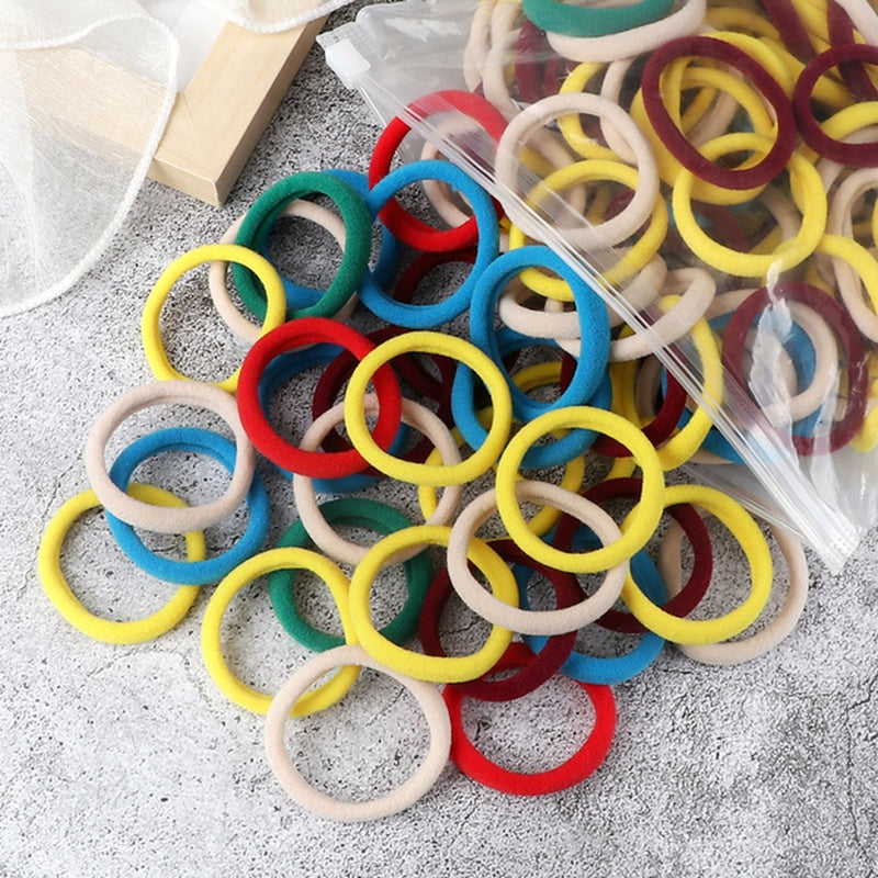 [Hair Bands & Ties] 50pcs/Set Women Basic Hair Bands 4cm Simple Solid Colors Elastic Headband Hair Ropes Ties Hair Accessories Ponytail Holder