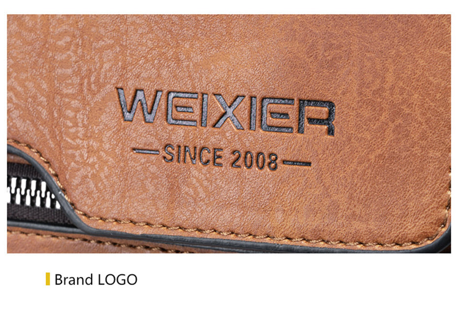 [Vintage Crossbody Bag] Men's Vintage Crossbody Bag - Adjustable Strap, Multiple Compartments, Business Casual Shoulder Bag with "WEIXIER SINCE 2008" Branding, Black & Brown Options, Casual Crossbody | Vintage Crossbody | Adj