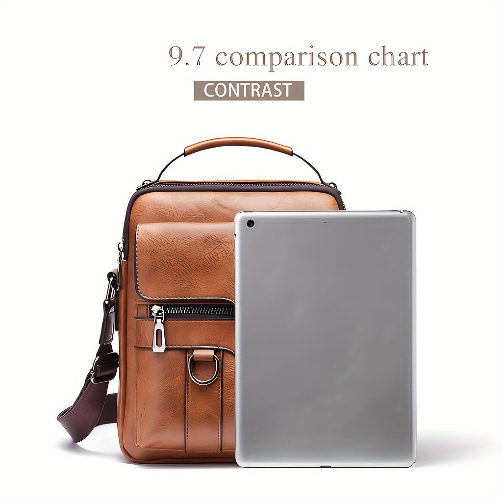 [Vintage Crossbody Bag] Men's Vintage Crossbody Bag - Adjustable Strap, Multiple Compartments, Business Casual Shoulder Bag with "WEIXIER SINCE 2008" Branding, Black & Brown Options, Casual Crossbody | Vintage Crossbody | Adj