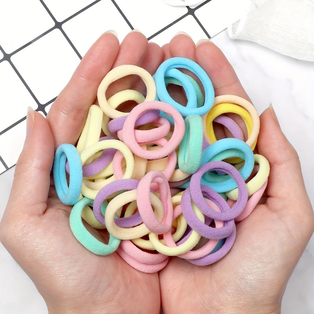 [Hair Bands & Ties] 50pcs/Set Women Basic Hair Bands 4cm Simple Solid Colors Elastic Headband Hair Ropes Ties Hair Accessories Ponytail Holder