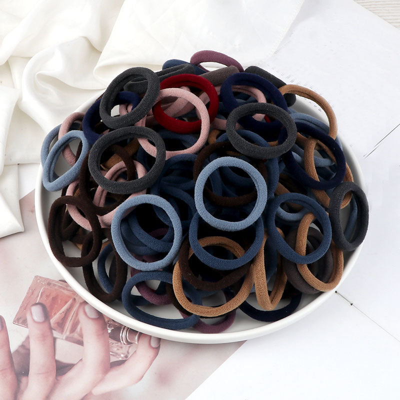 [Hair Bands & Ties] 50pcs/Set Women Basic Hair Bands 4cm Simple Solid Colors Elastic Headband Hair Ropes Ties Hair Accessories Ponytail Holder