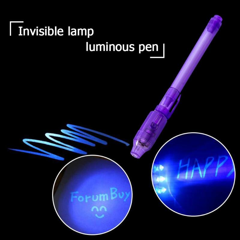 2 in 1 Luminous Light Invisible Ink Pen UV Check Money Kids Drawing Secret Learning Educational Magic Pens