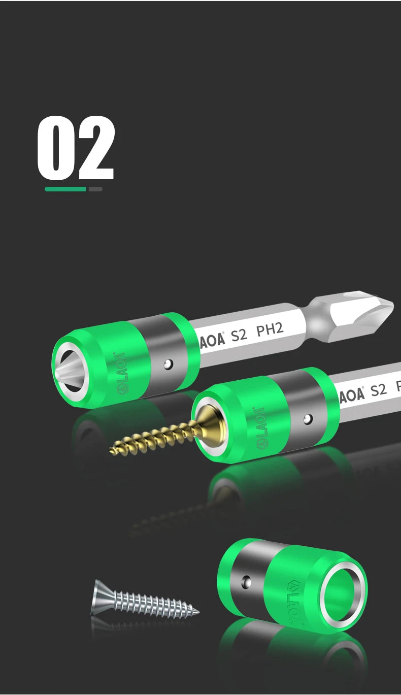 LAOA S2  1/4 “Screwdriver Bit With Magnetic Ring 6.35mm Electric Screwdriver bits and Magnetism Ring