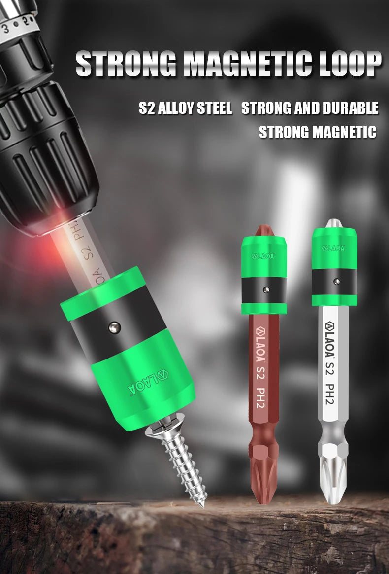 LAOA S2  1/4 “Screwdriver Bit With Magnetic Ring 6.35mm Electric Screwdriver bits and Magnetism Ring
