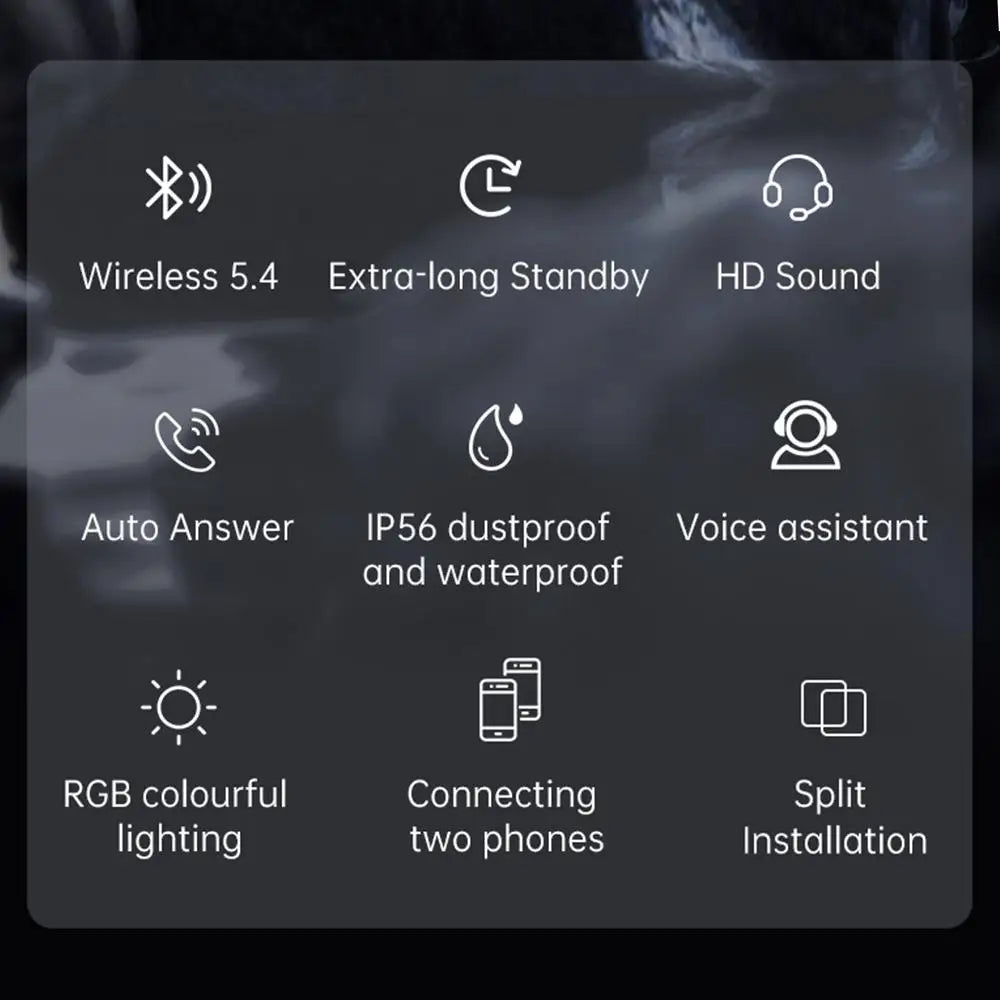 Bluetooth 5.4 Wireless Motorcycle Helmet Headset Hands-free Call Phone Motorcycle Waterproof Earphone Music Player Moto Helmet