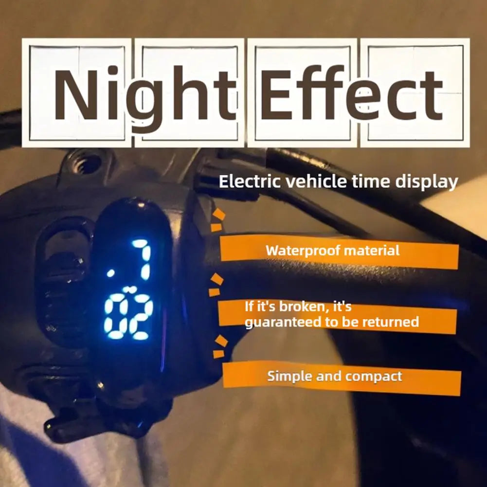 Motorcycle Electric Vehicle Onboard Time Display For Motorcycle Electric Scooter Waterproof Luminous Digital LED Portable Clock