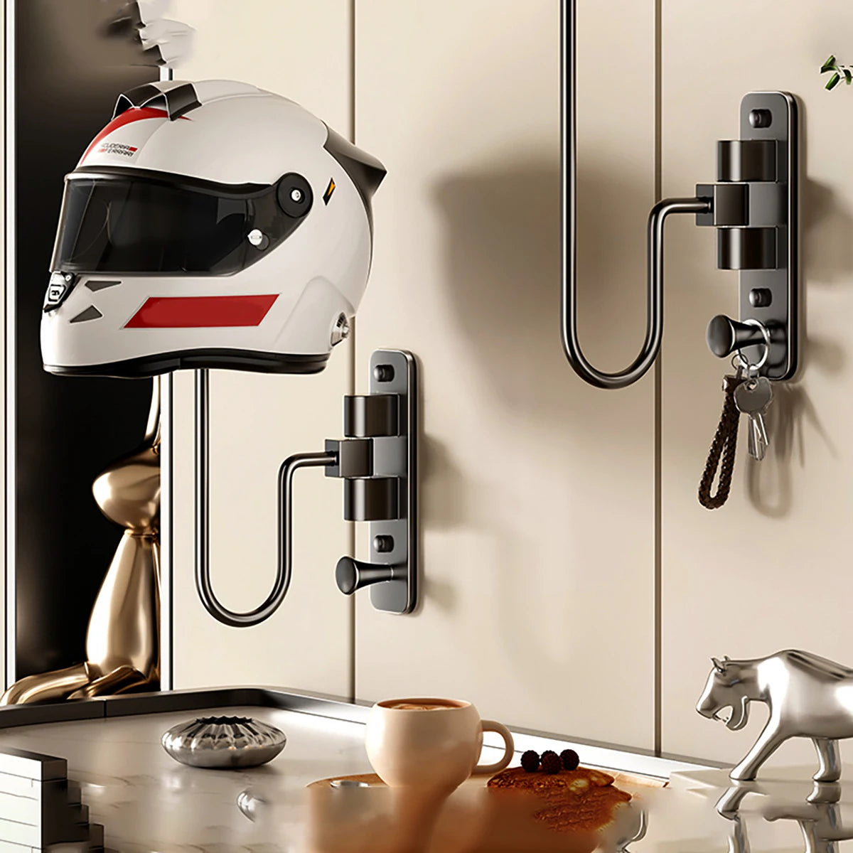 Helmet Hanger Wall Mount 180° Swivel Helmet Holder for Motorcycle Bike Racing Outerwear Sports Gear