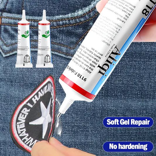 15/60ml Strong Fabric Glue Quick Dry Fabric Patching Glue Transparent Fabric Repair Seam Adhesive Waterproof Fabric Sewing Glue