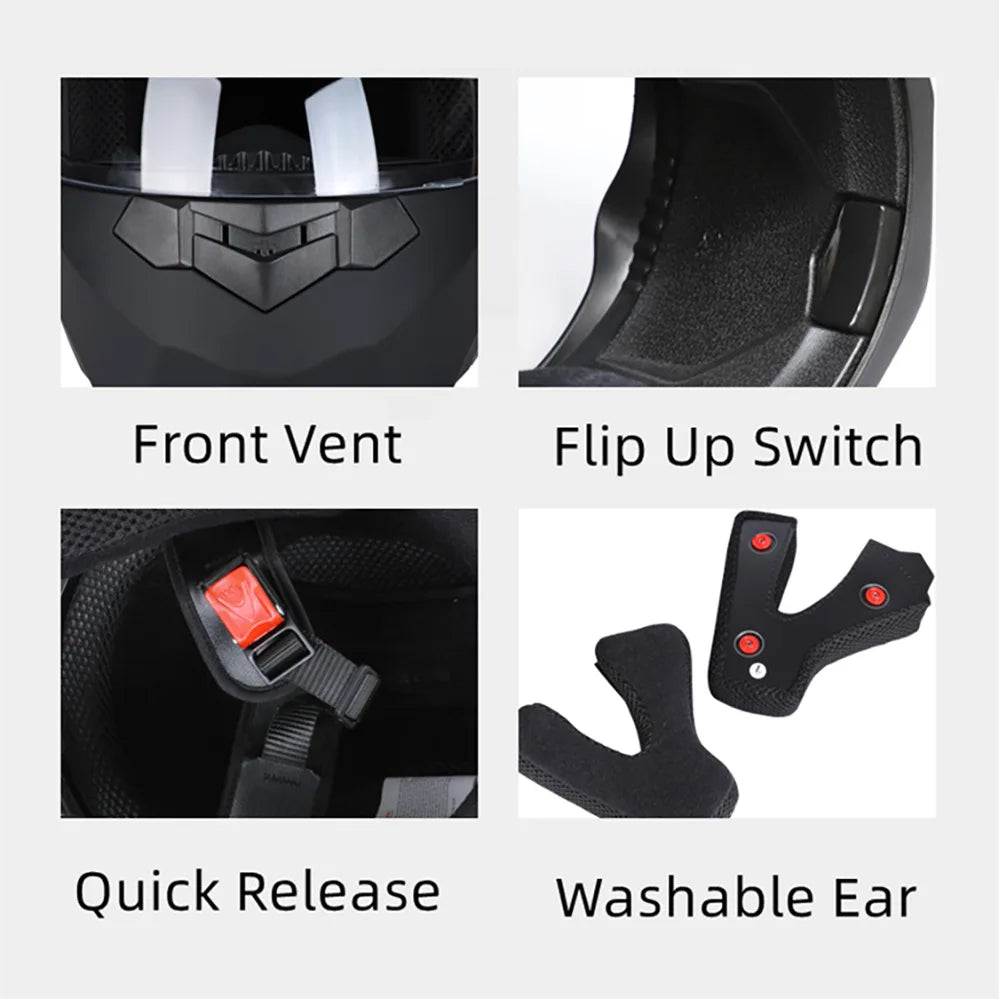 Flip Up Motorcycle Helmet For Men Women Safety Downhill Motocross Racing Modular Personalised Full Face Casco Moto DOT Approved