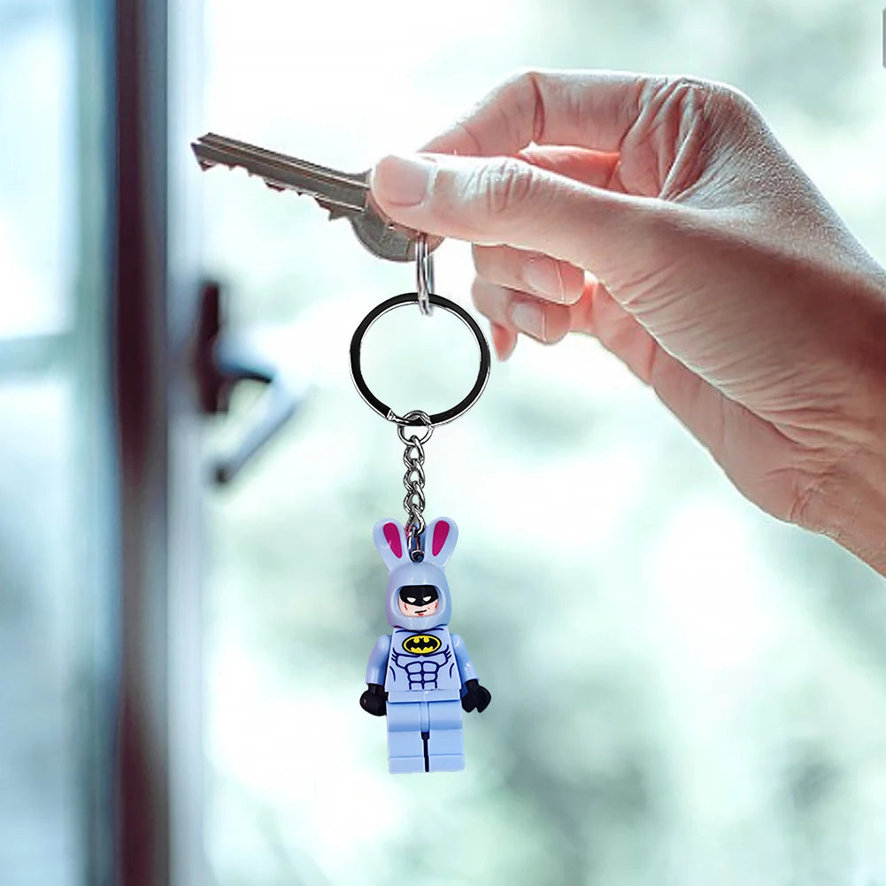 Motorcycle Keychain Cute Cartoon Character Keychain Toy Superhero Pendant Fashionable Bag Accessories Children's Surprise Gift