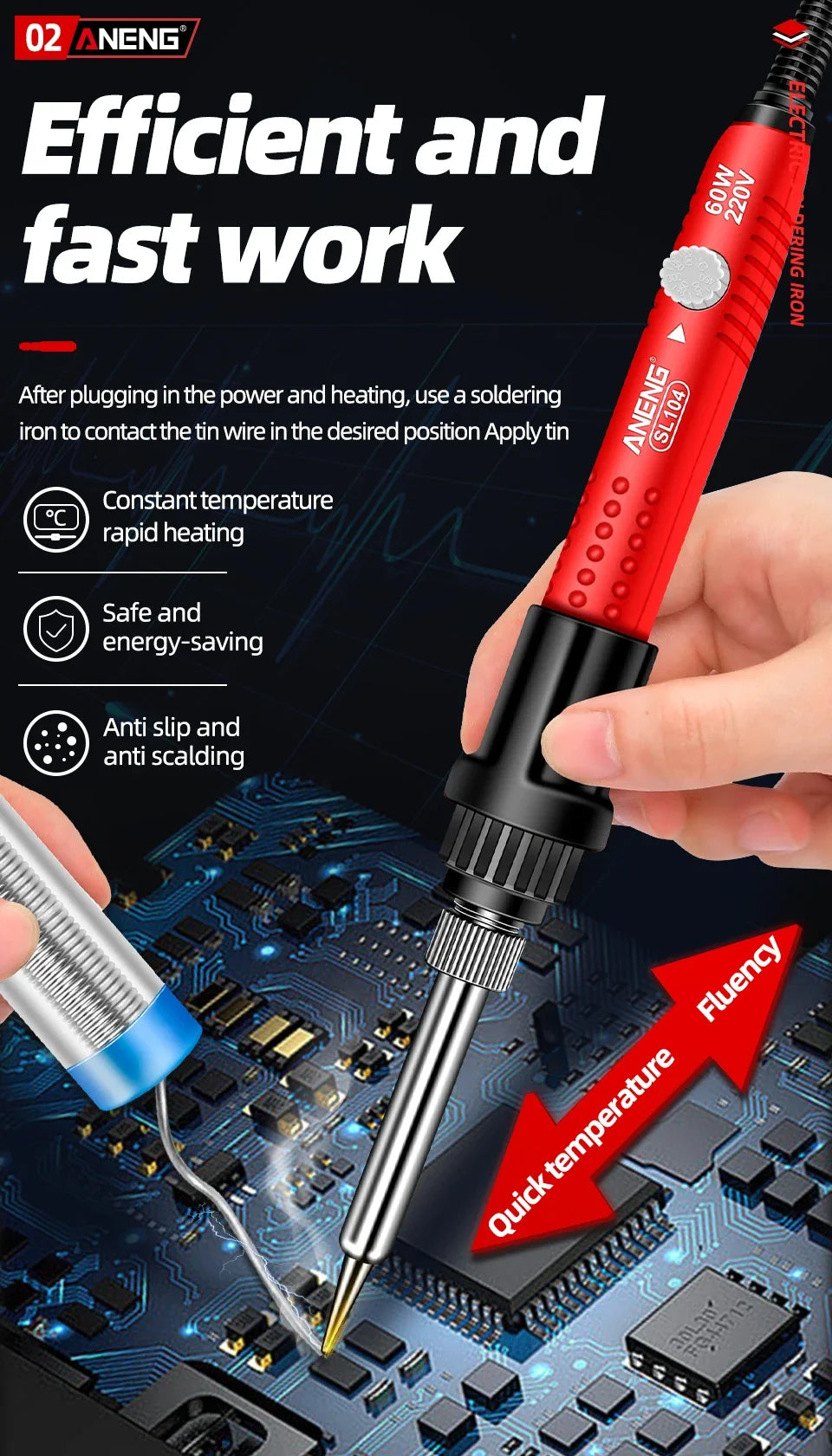 ANENG Electric Soldering Iron SL105 Digital Display Adjustable Temperature SL104 Adjustment Knob Portable Kit Weld Solder Repair