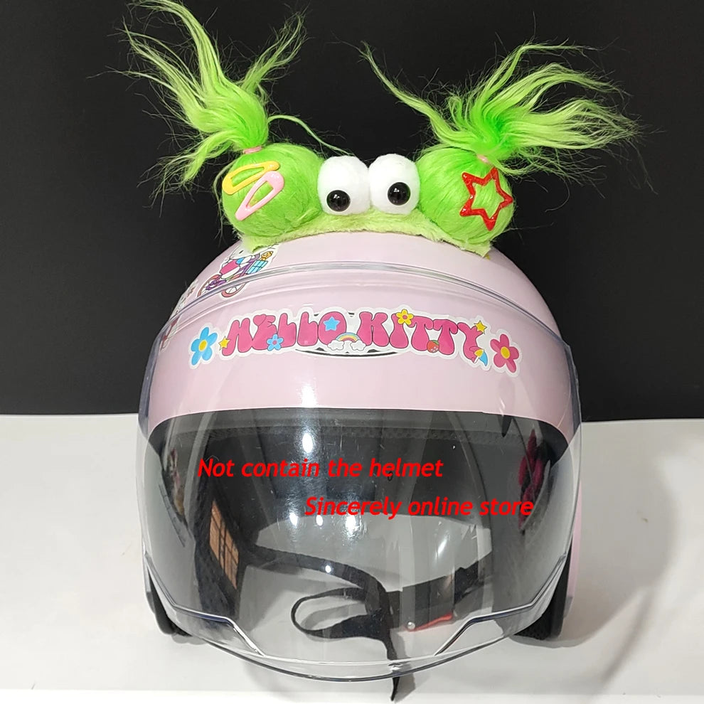 Cute Funny Helmet Decoration Braids Wigs Motorcycle Cycling Ski Helmet Funny Decor Accessories Sticker Double Horsetail Cat Ears
