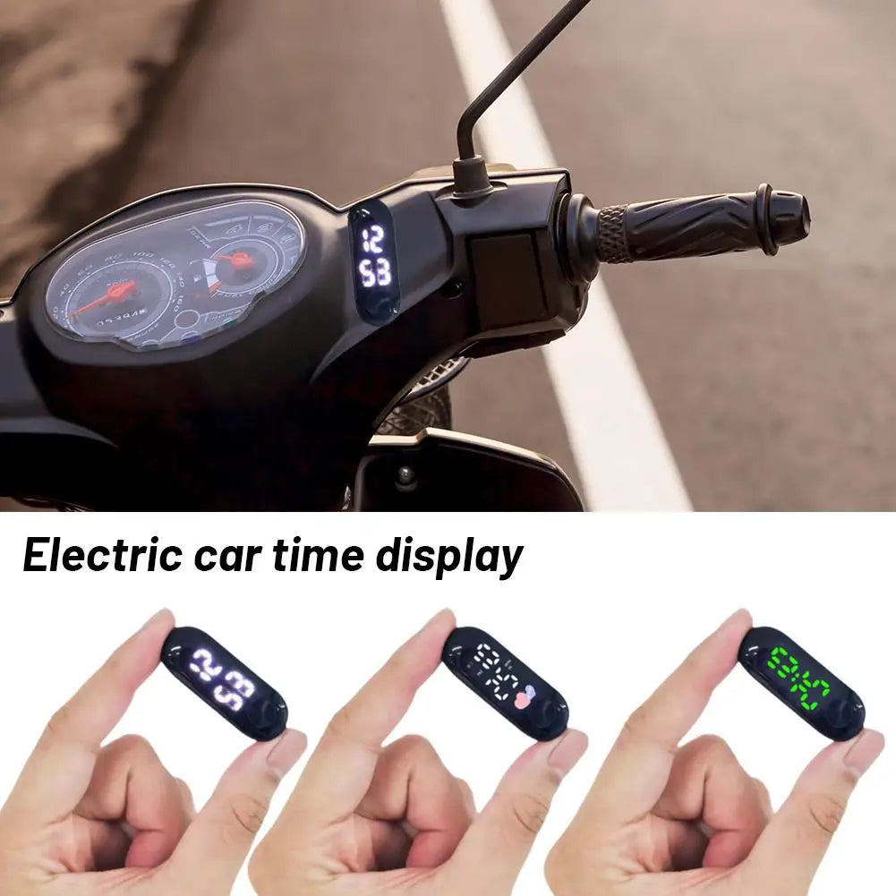 Motorcycle Electric Vehicle Onboard Time Display For Motorcycle Electric Scooter Waterproof Luminous Digital LED Portable Clock