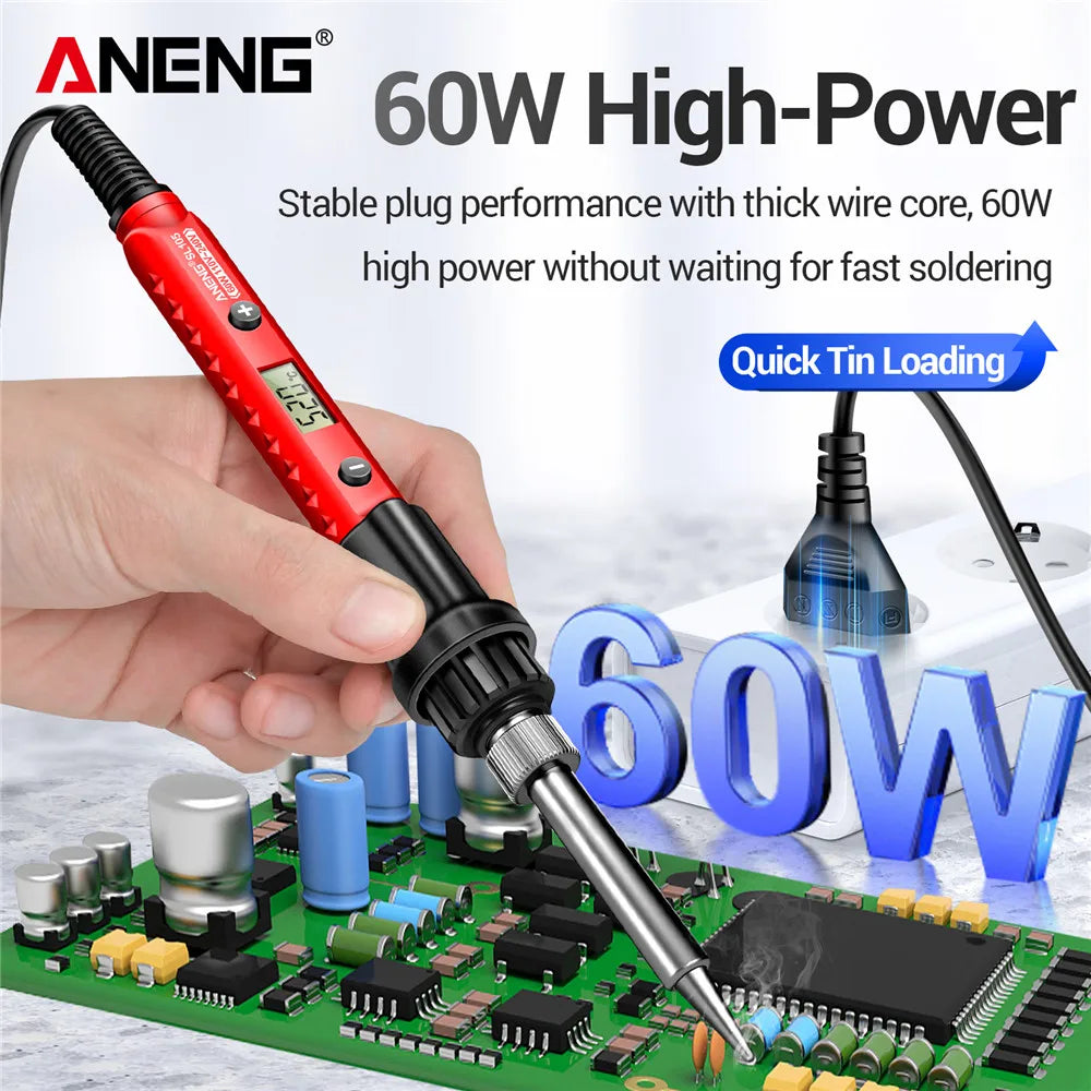ANENG Electric Soldering Iron SL105 Digital Display Adjustable Temperature SL104 Adjustment Knob Portable Kit Weld Solder Repair