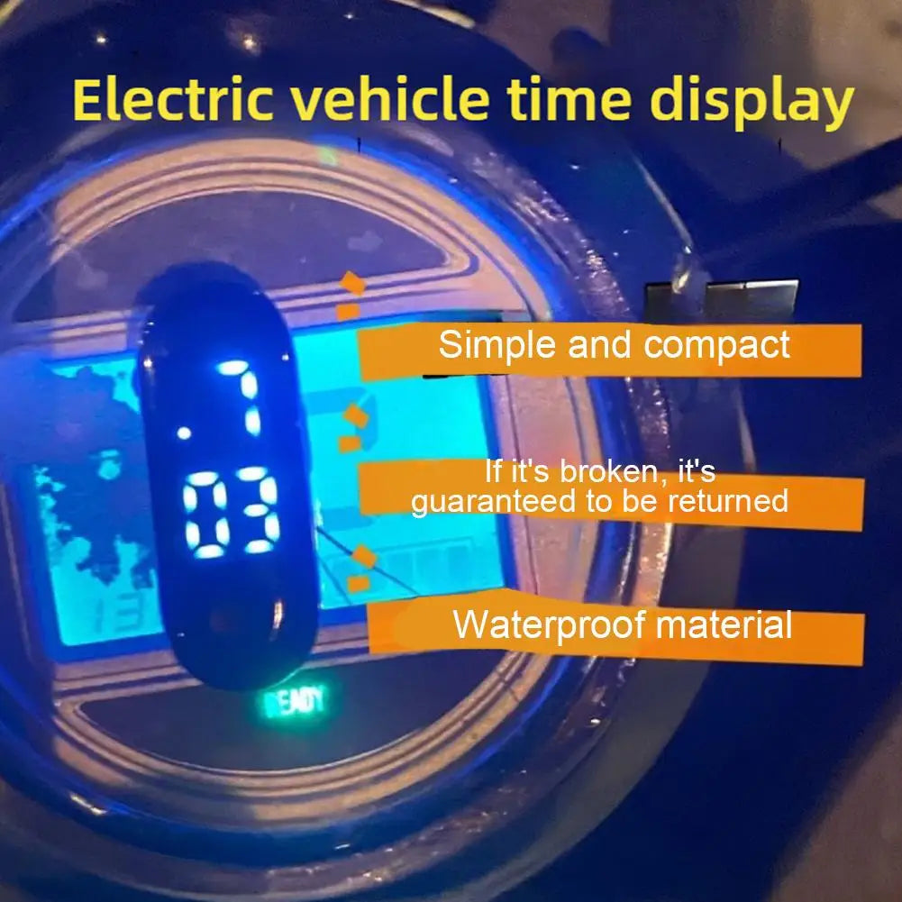 Motorcycle Electric Vehicle Onboard Time Display For Motorcycle Electric Scooter Waterproof Luminous Digital LED Portable Clock