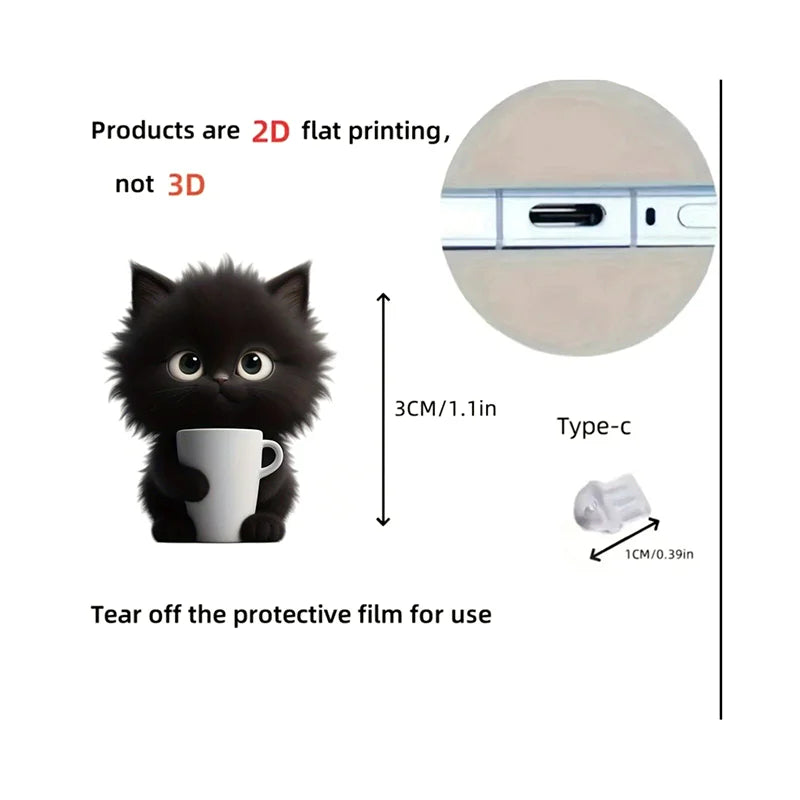 Charming Animal Patterned Acrylic Phone Dust Plug for iPhone & Type-C Ports Protection