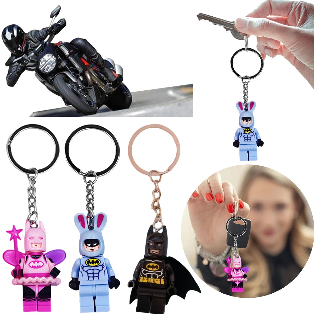 Motorcycle Keychain Cute Cartoon Character Keychain Toy Superhero Pendant Fashionable Bag Accessories Children's Surprise Gift