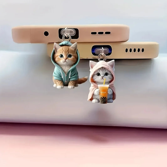 New Kawaii Mobile Phone Dust Plug Cute Kitten Charge Port Plug Cat Dust Plug Interface Decorative Anti Dust Cap Cover Accessory