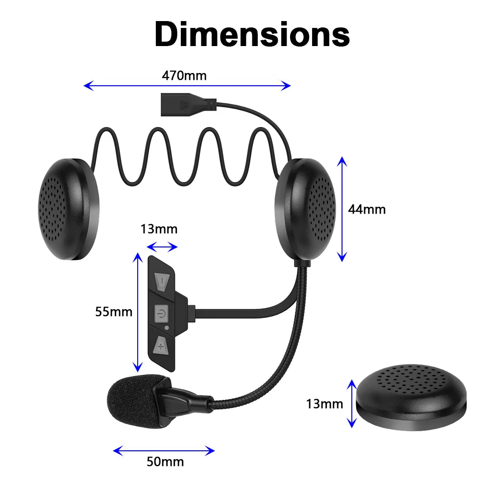 Bluetooth 5.2 Motorcycle Helmet Headset Wireless Handsfree Stereo Music Player Moto Headphone Noise Reduction Earphone With Mic