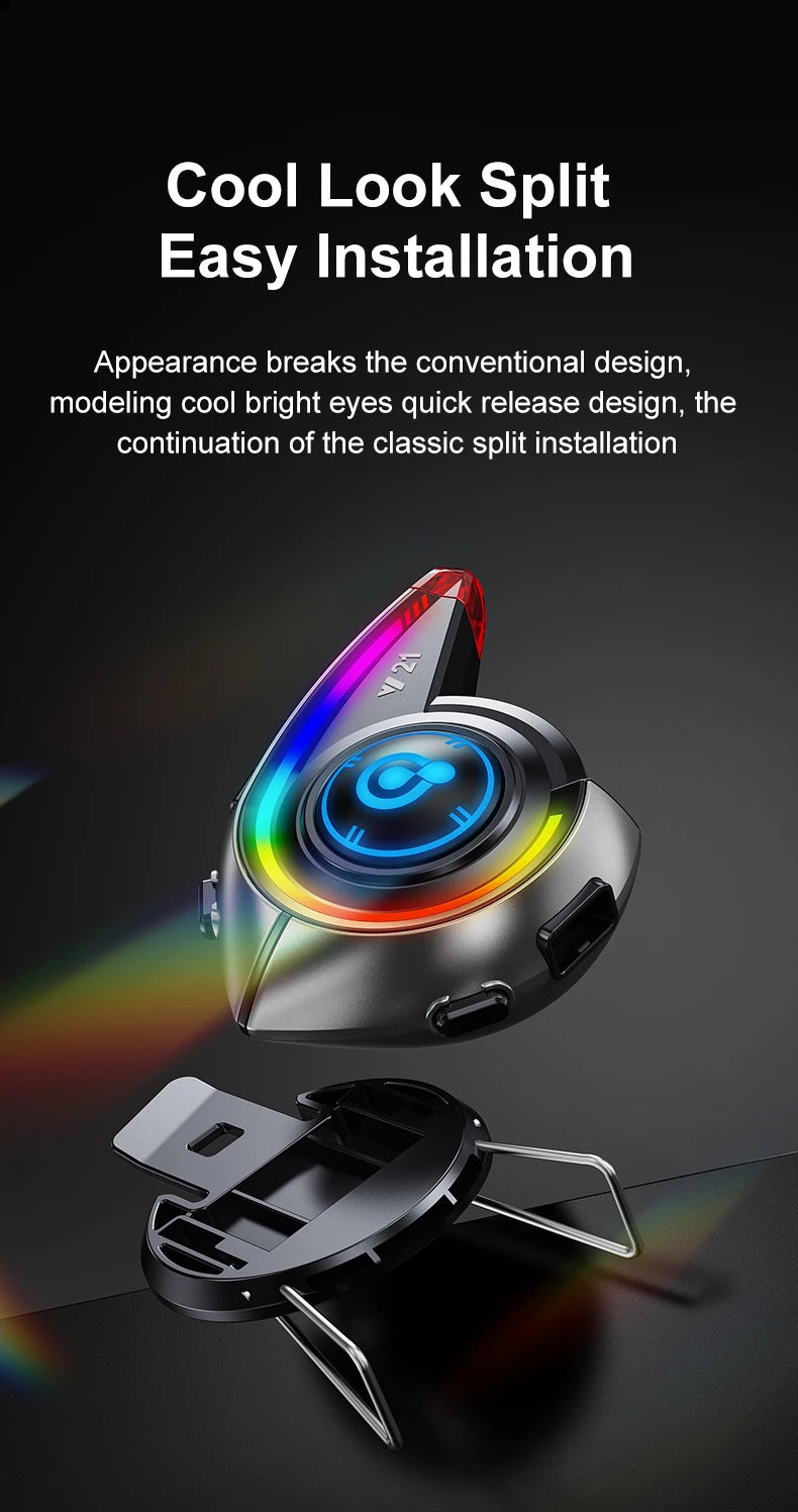 Helmet Bluetooth Headset 18H Ultra-Long Battery Life with Fm Function Waterproof Bluetooth 5.4 Custom Light 800Mah