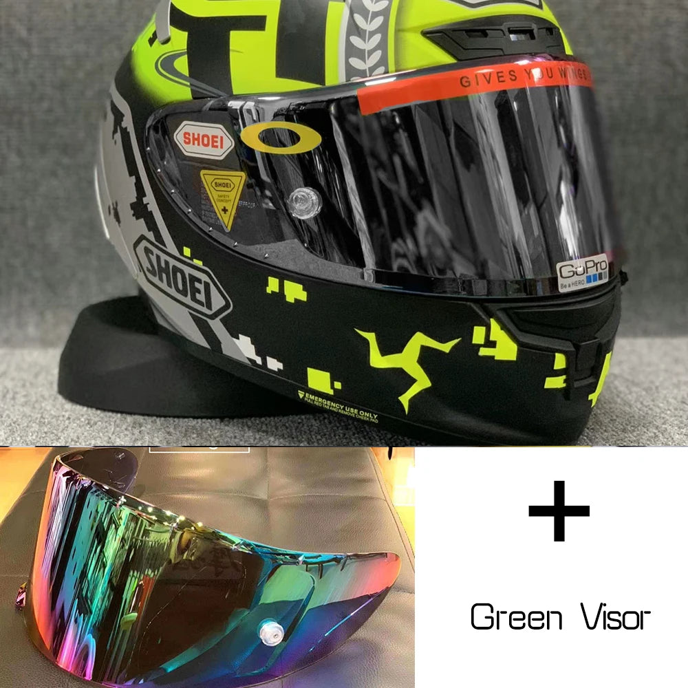 Motorcycle helme Full Face X14 isle of man TT X-Sprit  green  Motocross Racing Motobike Riding Helmet Casco De Motocicleta