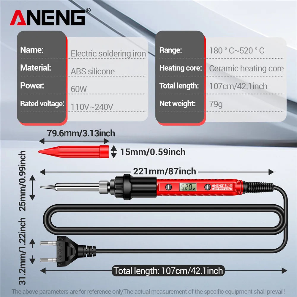 ANENG Electric Soldering Iron SL105 Digital Display Adjustable Temperature SL104 Adjustment Knob Portable Kit Weld Solder Repair