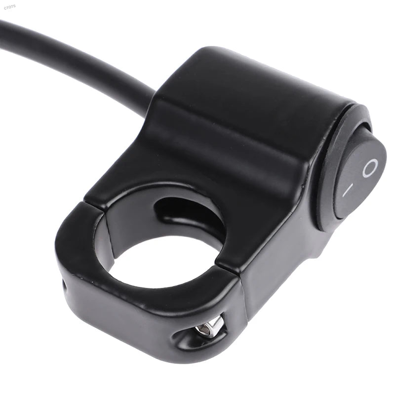 Motorcycle Handlebar Headlight ON/OFF Switch Scooter ATV Aluminum Alloy 2-Wire Black Light Waterproof Switchs 12V