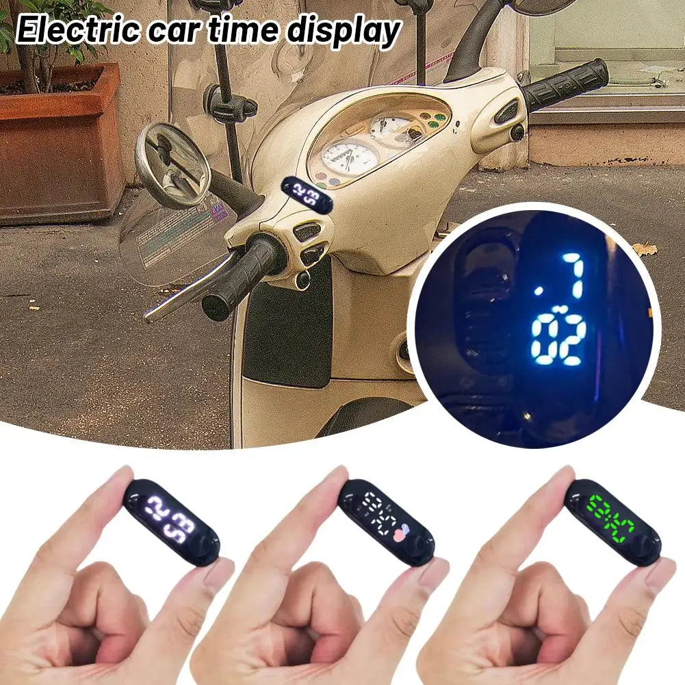 Motorcycle Electric Vehicle Onboard Time Display For Motorcycle Electric Scooter Waterproof Luminous Digital LED Portable Clock