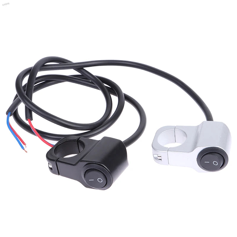 Motorcycle Handlebar Headlight ON/OFF Switch Scooter ATV Aluminum Alloy 2-Wire Black Light Waterproof Switchs 12V