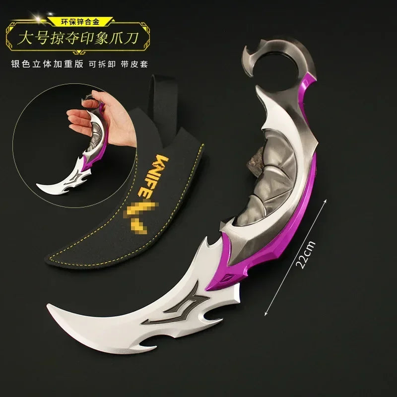 Valorant Weapon Melee Reaver Ep Karambit Knife Update 22cm Metal Game Peripheral Sword Weapon Model Train Toys Boy Birthday Gift