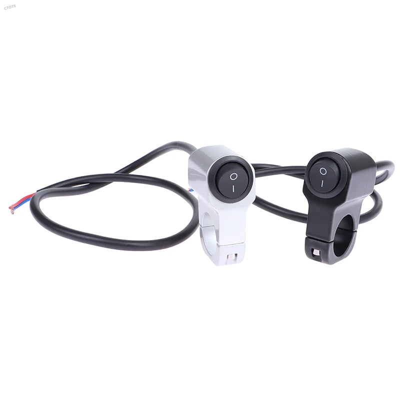 Motorcycle Handlebar Headlight ON/OFF Switch Scooter ATV Aluminum Alloy 2-Wire Black Light Waterproof Switchs 12V
