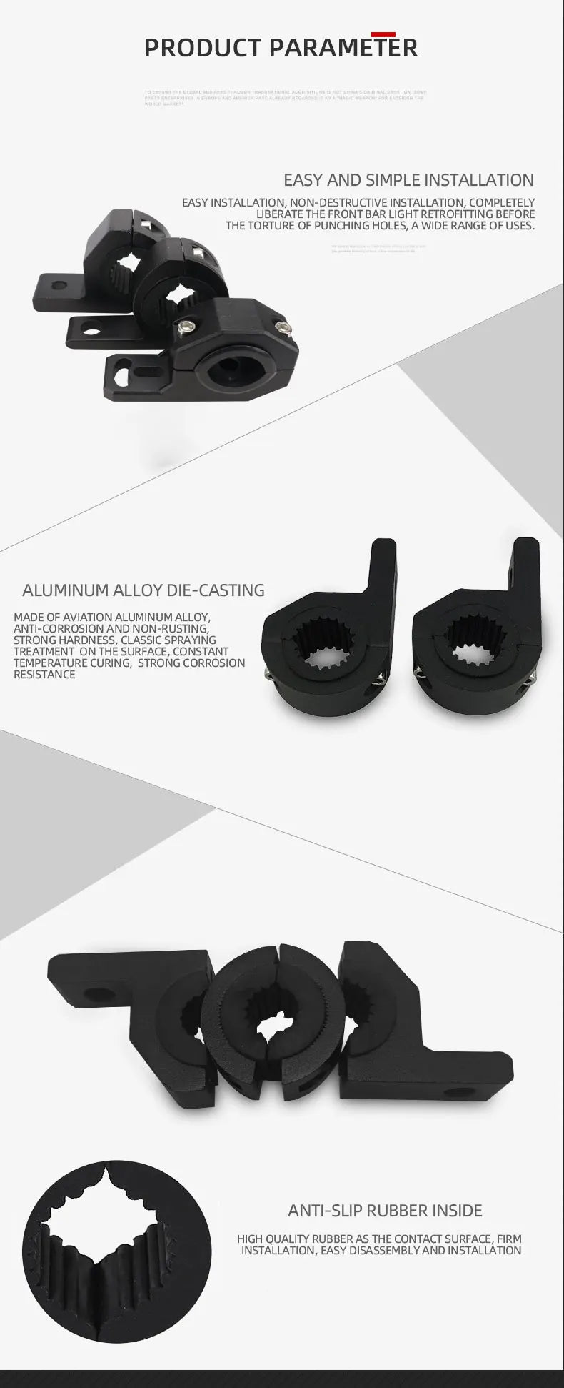 Motorcycle Spotlights Brackets Tube Clamp Mount Kit Adjustable Fog Light Auxiliary Lamp Bumper Clamps Hold Motorbike Accessories