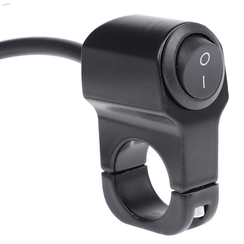Motorcycle Handlebar Headlight ON/OFF Switch Scooter ATV Aluminum Alloy 2-Wire Black Light Waterproof Switchs 12V