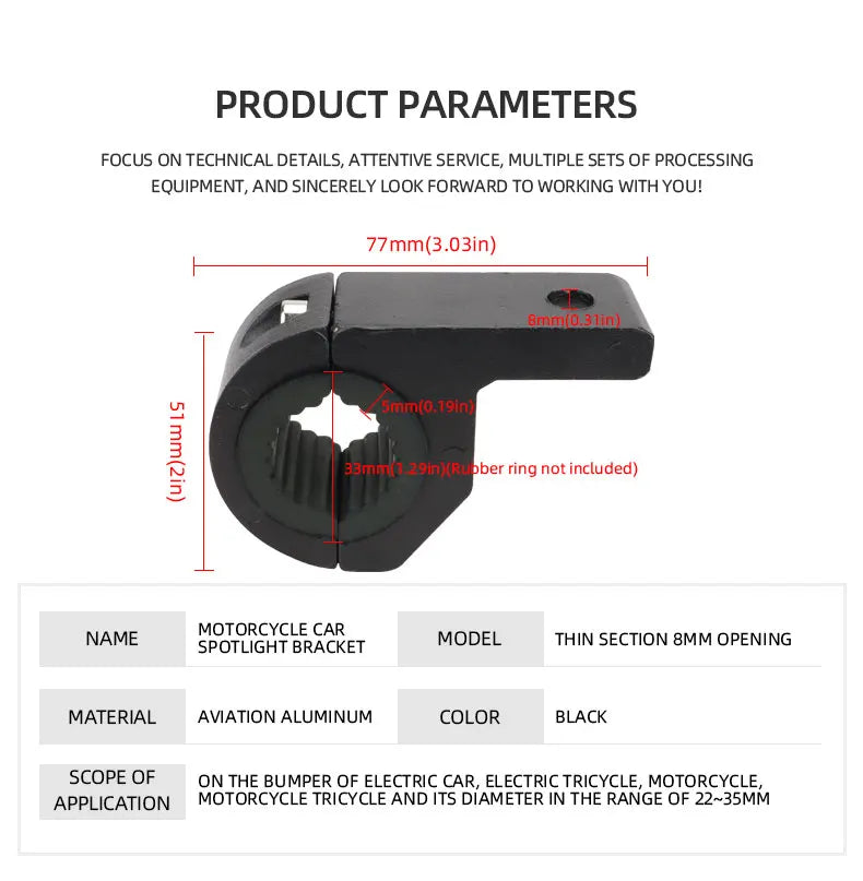 Motorcycle Spotlights Brackets Tube Clamp Mount Kit Adjustable Fog Light Auxiliary Lamp Bumper Clamps Hold Motorbike Accessories