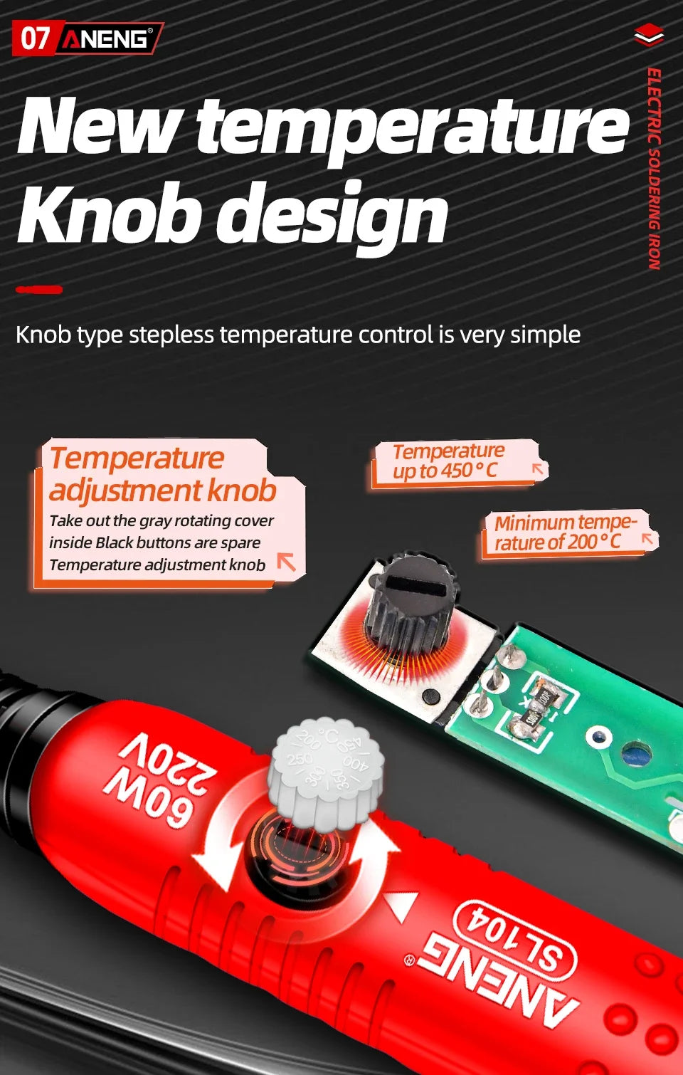 ANENG Electric Soldering Iron SL105 Digital Display Adjustable Temperature SL104 Adjustment Knob Portable Kit Weld Solder Repair